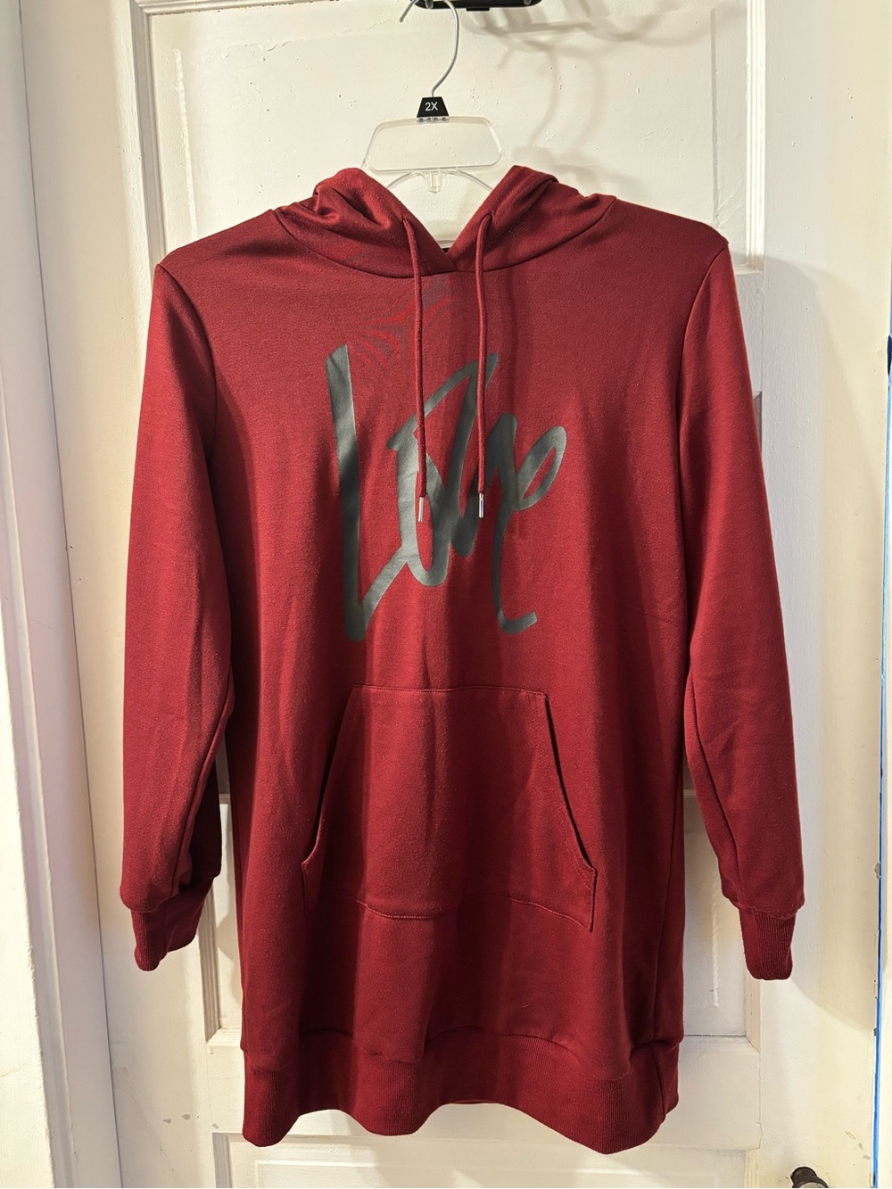 Hoodie Sweatshirt Dress - Red